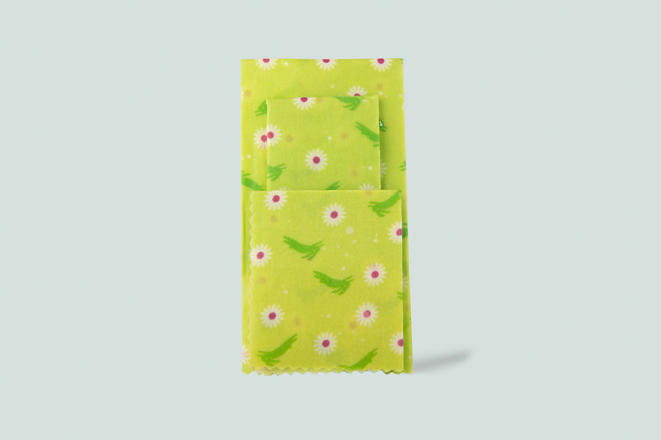 RabbitRabbit Beeswax Wraps  "Bunnies In The Daisies" - RabbitRabbit NZ
