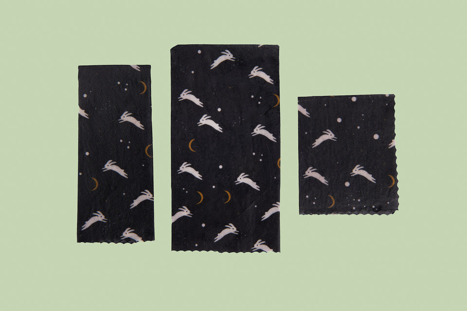 RabbitRabbit Beeswax Wraps "Bunnies Over The Moon" - RabbitRabbit NZ